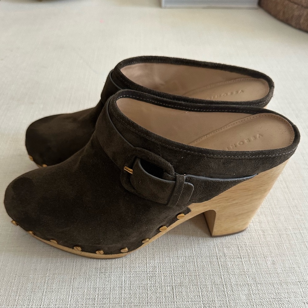 New Veronica Beard Dacey Brown Suede Mule Clogs Size 10 NWOT